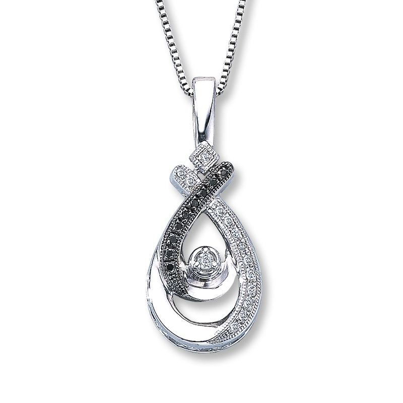 Main Image 1 of Previously Owned Necklace Black/White Diamonds Sterling Silver