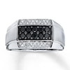 Thumbnail Image 1 of Previously Owned Men's Black & White Diamond Ring 3/4 ct tw 10K White Gold