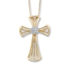Thumbnail Image 0 of Previously Owned Diamond Cross Necklace 1/10 ct tw Round-cut 10K Yellow Gold 18"