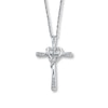 Thumbnail Image 1 of Previously Owned Cross Necklace Diamond Accents 10K White Gold 18"