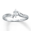 Thumbnail Image 1 of Previously Owned Ring 1/6 ct tw Marquise/Round-cut Diamonds 10K White Gold