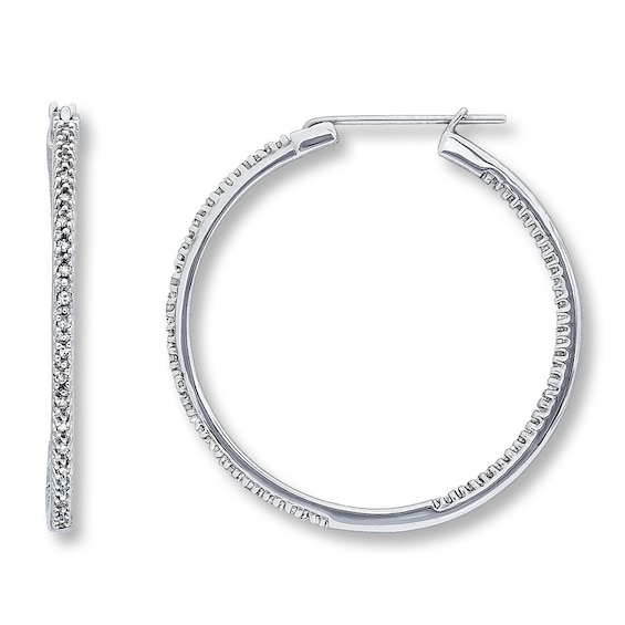 Previously Owned Diamond Hoop Earrings 1/4 ct tw Round-cut 10K White Gold
