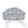 Thumbnail Image 1 of Previously Owned Diamond Bridal Set 1-1/2 ct tw Princess-cut 14K White Gold