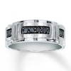 Thumbnail Image 1 of Previously Owned Men's Black Diamond Band 1/4 ct tw Round-cut 10K White Gold
