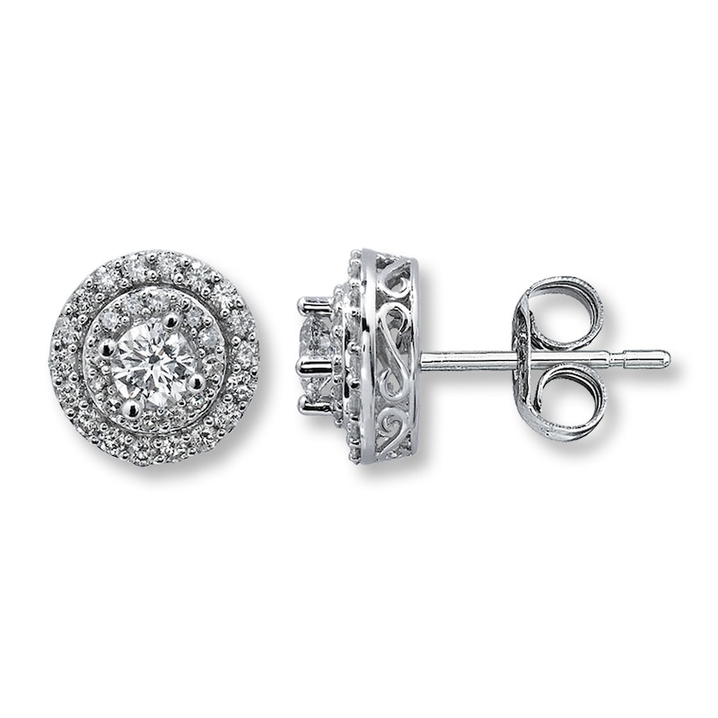 Main Image 1 of Previously Owned Diamond Earrings 1-1/2 ct tw Round-Cut 14K White Gold