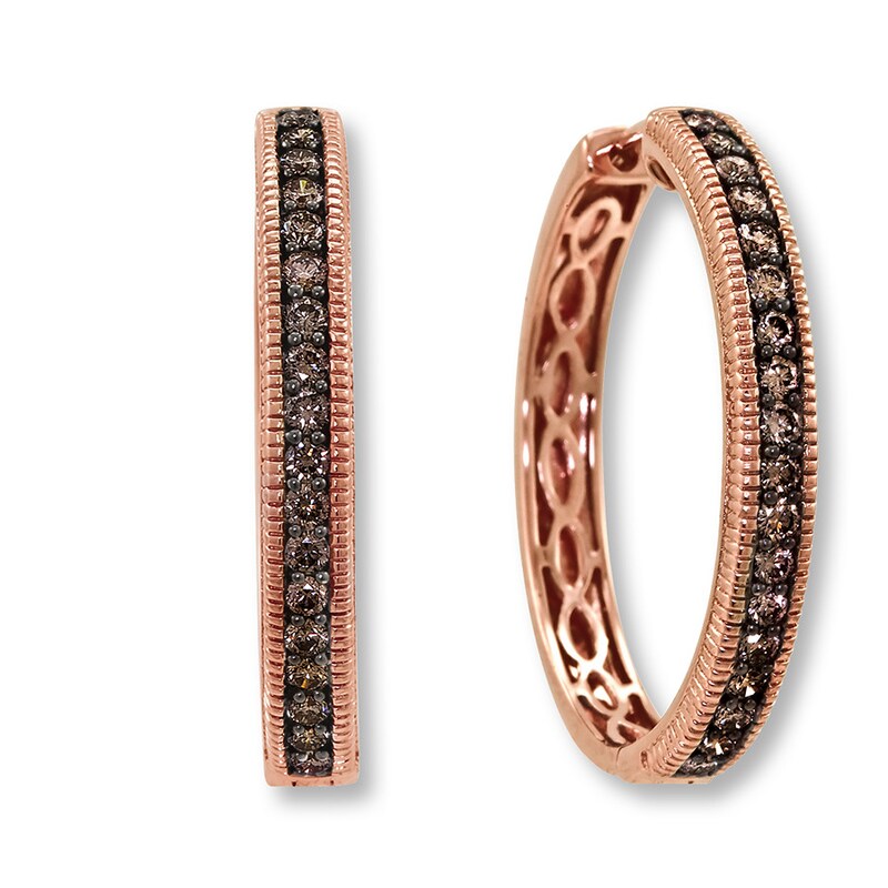 Main Image 1 of Previously Owned Le Vian Diamond Hoop Earrings 5/8 cttw 14K Rose Gold