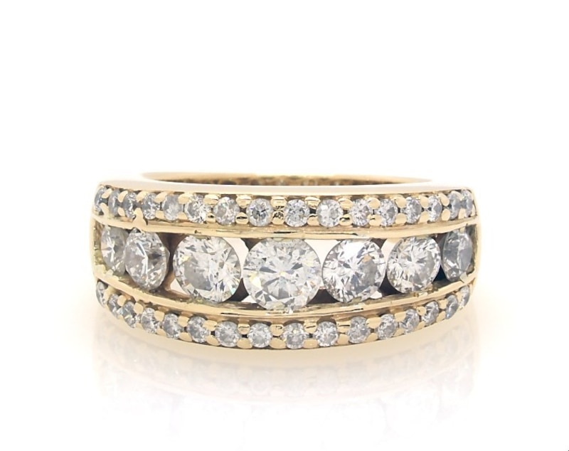 Main Image 1 of Previously Owned Diamond Channel Ring 2 ct tw 14K Yellow Gold Size 7