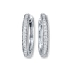 Thumbnail Image 1 of Previously Owned Diamond Hoop Earrings 1/2 ct tw 14K White Gold