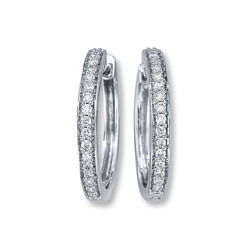 Main Image 1 of Previously Owned Diamond Hoop Earrings 1/2 ct tw 14K White Gold