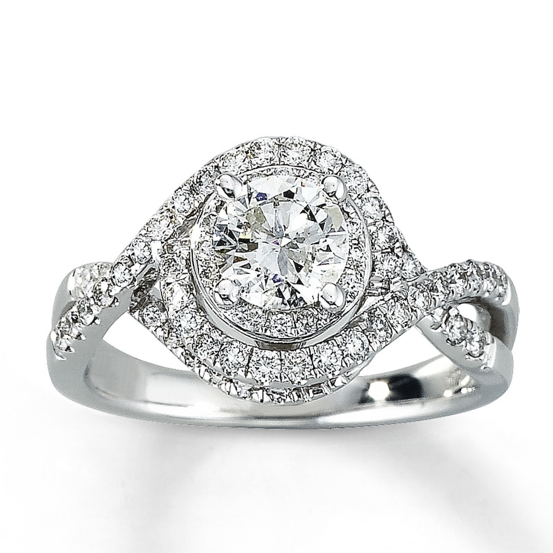 Diamond Engagement Ring 1 1/5 ct tw Round 14K White Gold