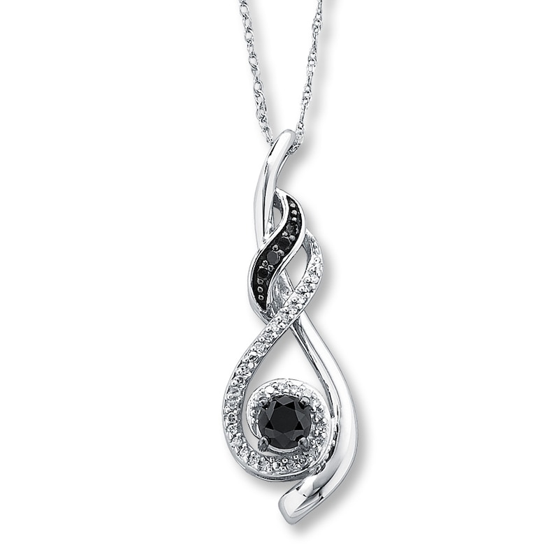 Main Image 1 of Previously Owned Black Diamond Necklace 3/8 ct tw Diamonds 10K White Gold 18"