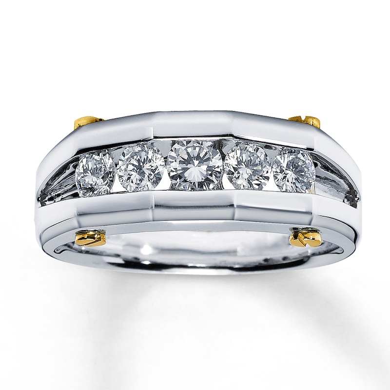 Main Image 1 of Previously Owned Men's Diamond Band 1 carat tw Round-cut 14K White & 18K Yellow Gold
