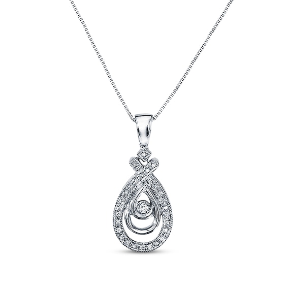 Previously Owned Previously Owned Diamond Teardrop Necklace 1/10 ct tw Round-cut Sterling Silver