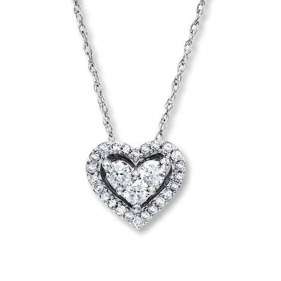 Previously Owned Diamond Heart Necklace 1/4 ct tw Round-cut 10K White Gold 18"