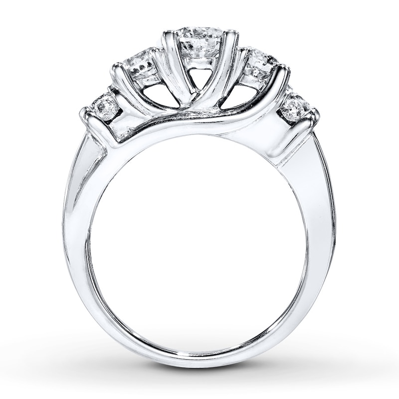 Main Image 2 of Previously Owned Three-Stone Ring 1-3/4 ct tw Round-cut Diamonds 14K White Gold