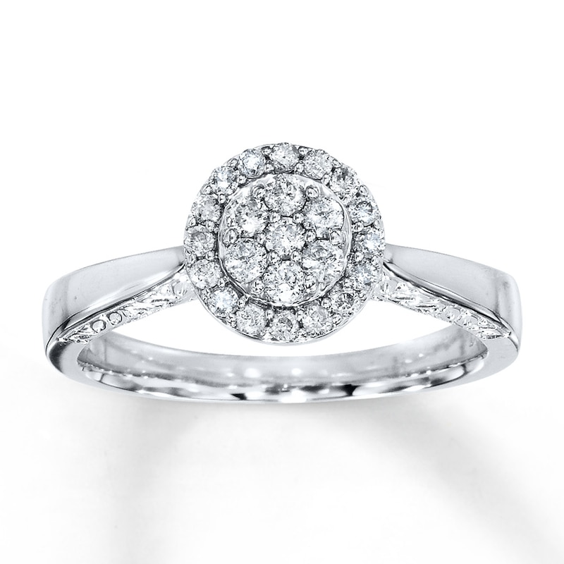 Main Image 1 of Previously Owned Diamond Engagement Ring 1/3 ct tw Round-Cut 10K White Gold