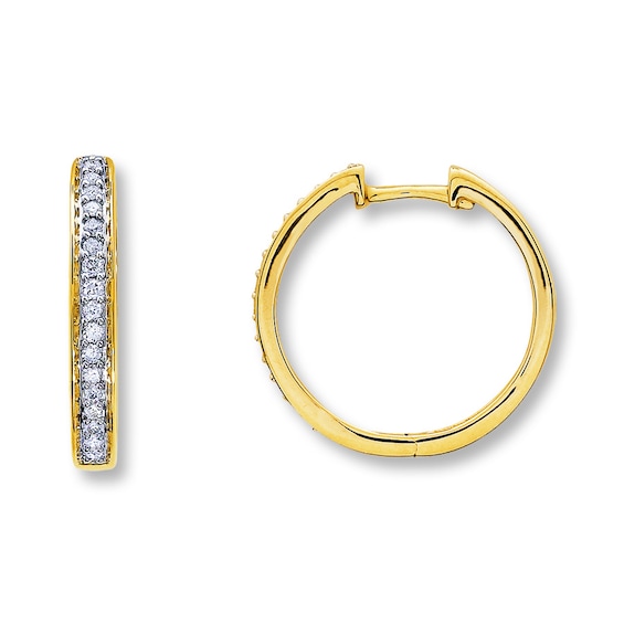 Previously Owned Diamond Hoop Earrings 1/4 ct tw Round-Cut 10K Yellow Gold