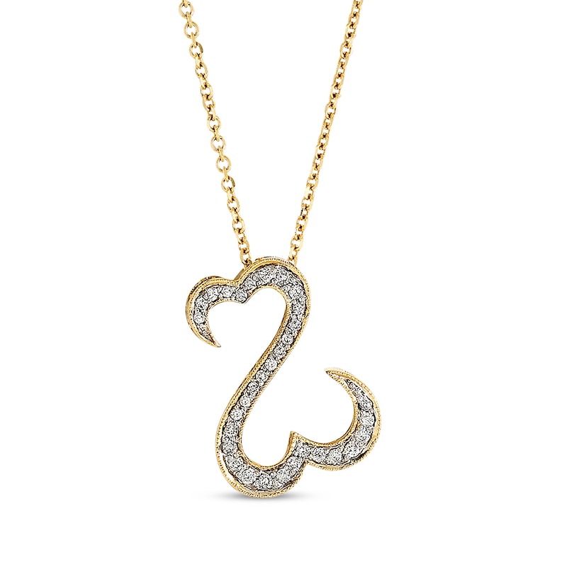 Main Image 1 of Previously Owned Open Hearts Necklace 1/4 ct tw Diamonds 14K Yellow Gold 18"