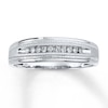 Thumbnail Image 1 of Previously Owned Men's Diamond Wedding Band 1/10 ct tw Round-cut 10K White Gold
