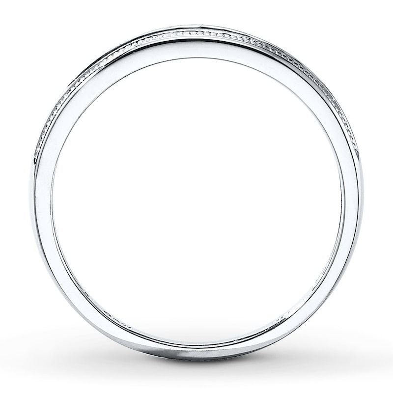 Main Image 2 of Previously Owned Men's Diamond Wedding Band 1/10 ct tw Round-cut 10K White Gold