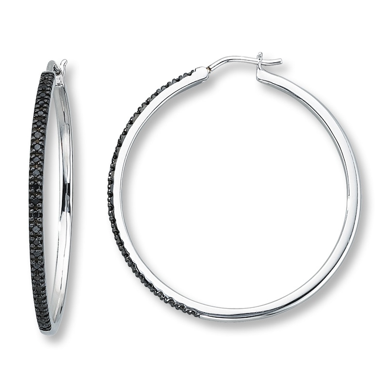 Main Image 1 of Previously Owned Black Diamond Earrings 1/4 ct tw Round-cut Sterling Silver