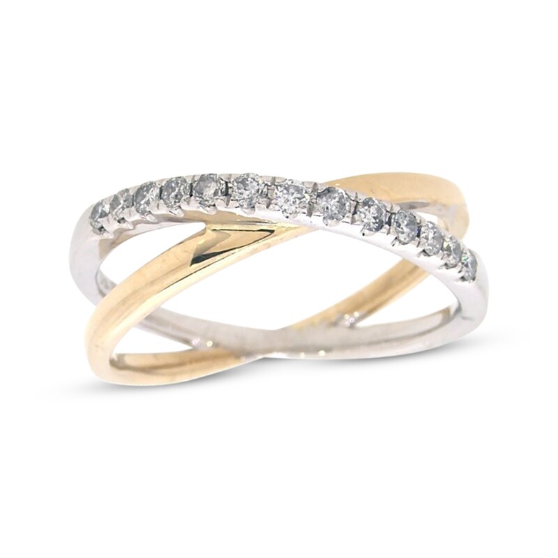 Main Image 1 of Previously Owned Diamond Crossover Ring 1/4 ct tw Round-cut 10K Two-Tone Gold