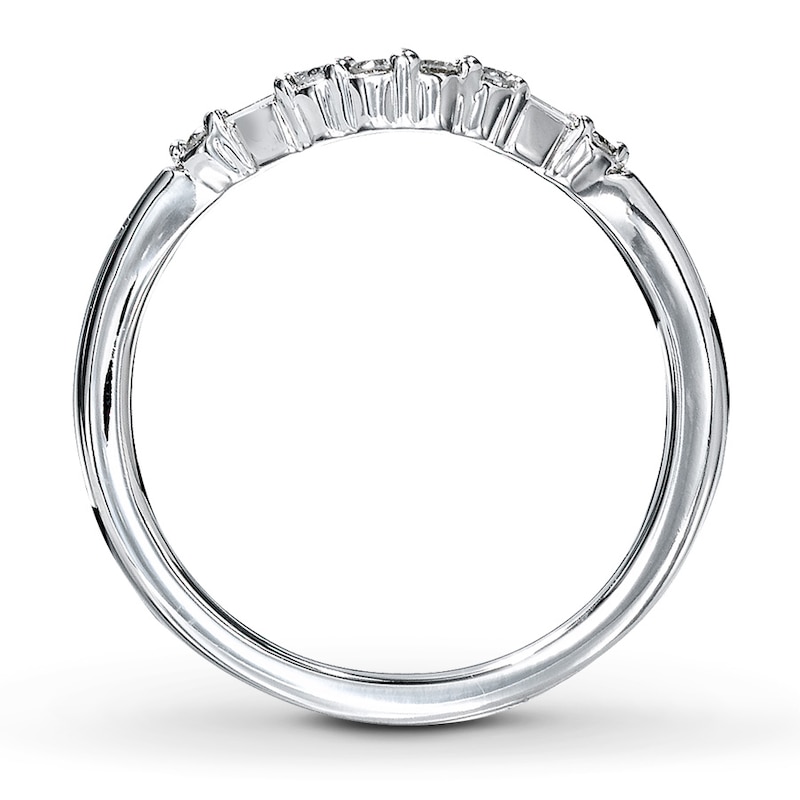 Main Image 2 of Previously Owned Diamond Contour Ring 1/6 ct tw Round/Baguette 14K White Gold