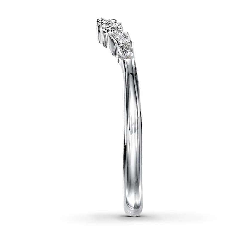Main Image 3 of Previously Owned Diamond Contour Ring 1/6 ct tw Round/Baguette 14K White Gold