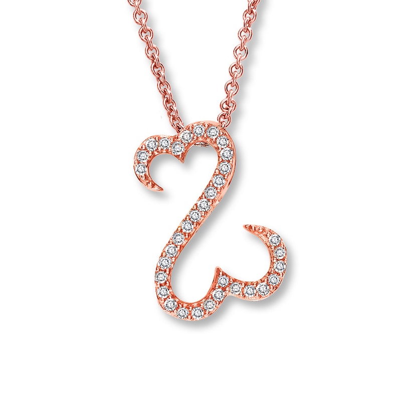 Main Image 1 of Previously Owned Necklace 1/15 ct tw Diamonds 10K Rose Gold 18&quot;