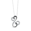 Thumbnail Image 1 of Previously Owned Open Hearts Black & White Diamond Necklace 3/8 ct tw Round-cut Sterling Silver