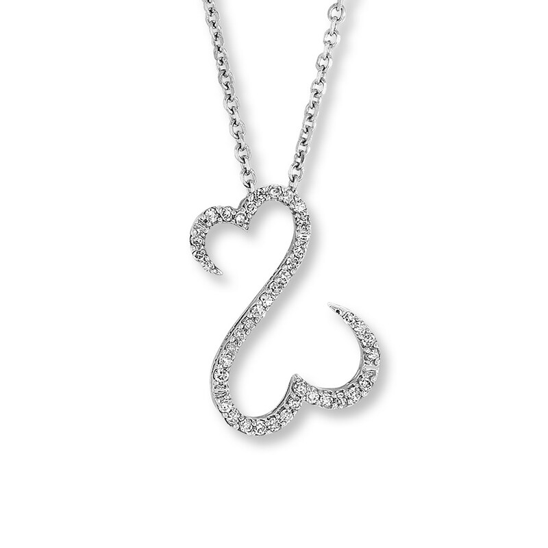 Main Image 1 of Previously Owned Necklace 1/10 ct tw Diamonds 14K White Gold