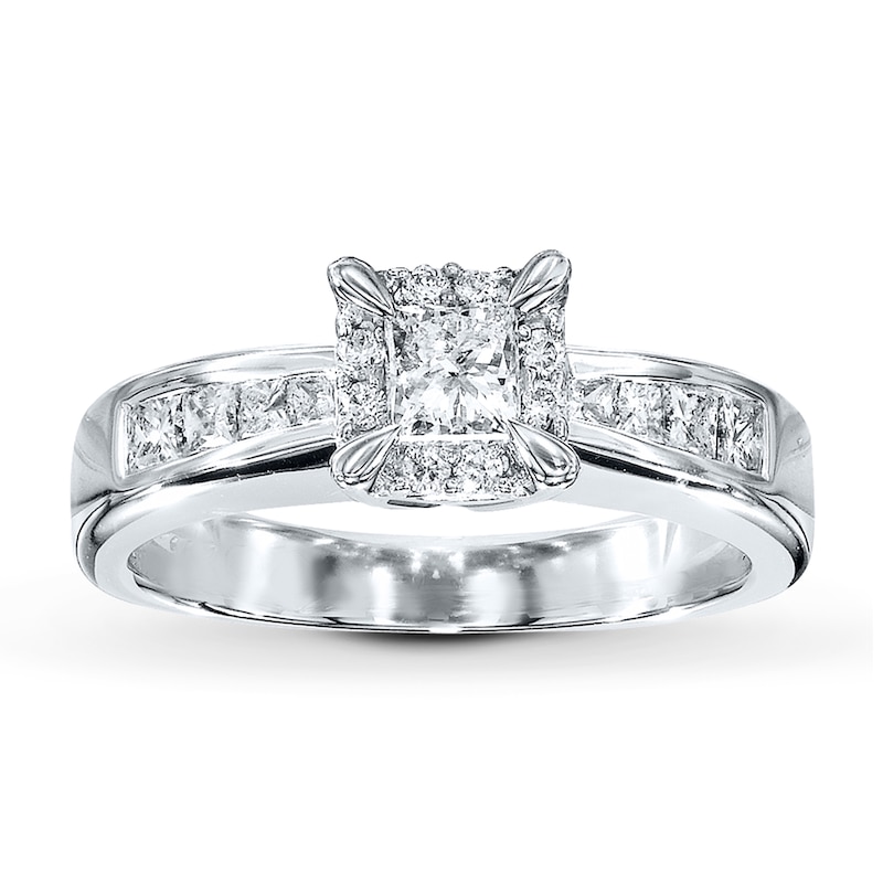 Main Image 1 of Previously Owned Diamond Engagement Ring 3/4 ct tw Princess-cut 14K White Gold