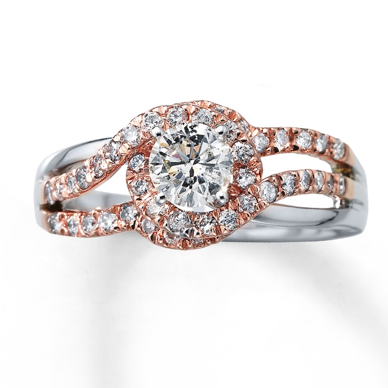 Main Image 1 of Previously Owned Diamond Engagement Ring 7/8 ct tw Round-cut 14K Two-Tone Gold