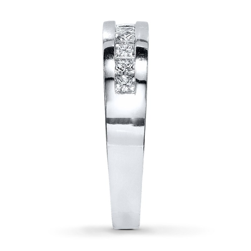 Main Image 3 of Previously Owned Men's Diamond Wedding Band 3/4 ct tw Square-Cut 10K White Gold