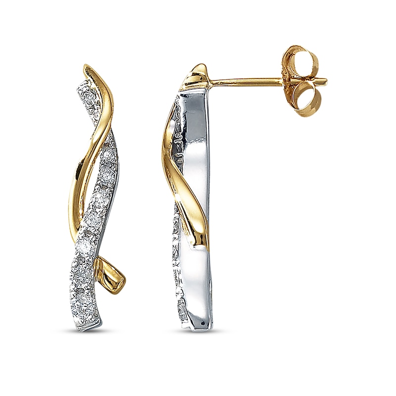 Main Image 1 of Previously Owned Diamond Earrings 1/3 ct tw Round-cut 10K Two-Tone Gold