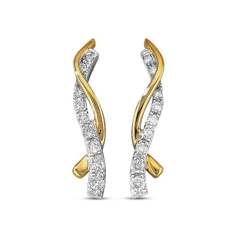 Main Image 2 of Previously Owned Diamond Earrings 1/3 ct tw Round-cut 10K Two-Tone Gold