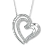 Thumbnail Image 1 of Previously Owned Diamond Heart Necklace 1/8 ct tw Round-Cut 10K White Gold