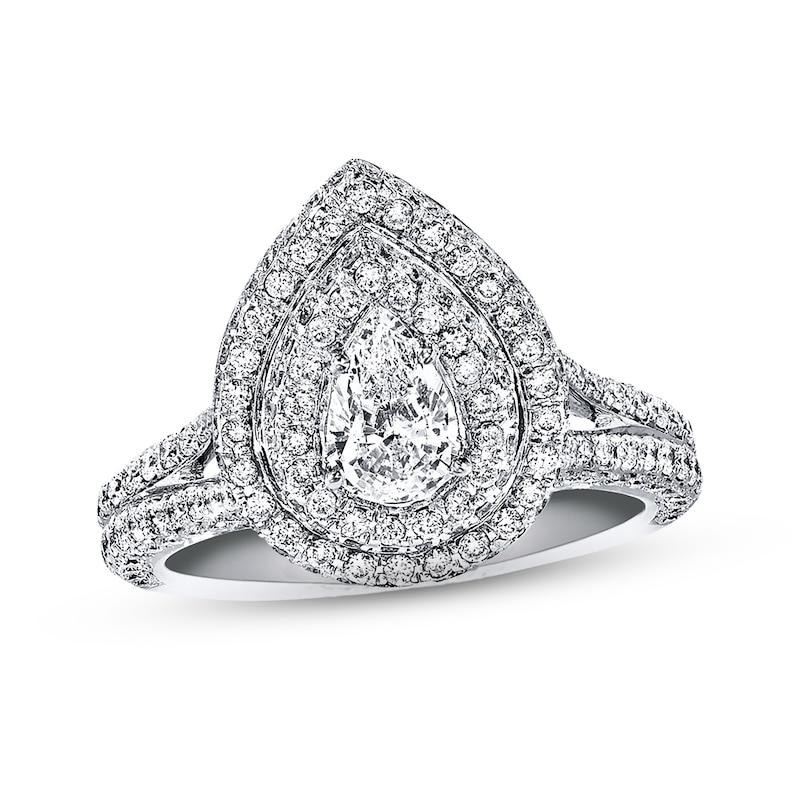 Previously Owned Neil Lane Diamond Engagement Ring 1-3/4 cttw Pear/Round 14K White Gold
