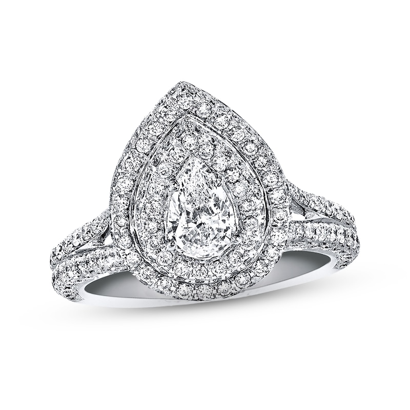Main Image 1 of Previously Owned Neil Lane Diamond Engagement Ring 1-3/4 cttw Pear/Round 14K White Gold