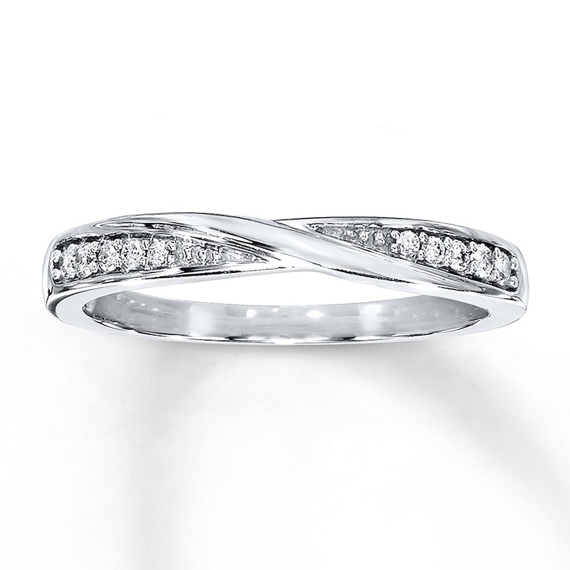Main Image 1 of Previously Owned Diamond Wedding Band 1/15 ct tw 10K White Gold