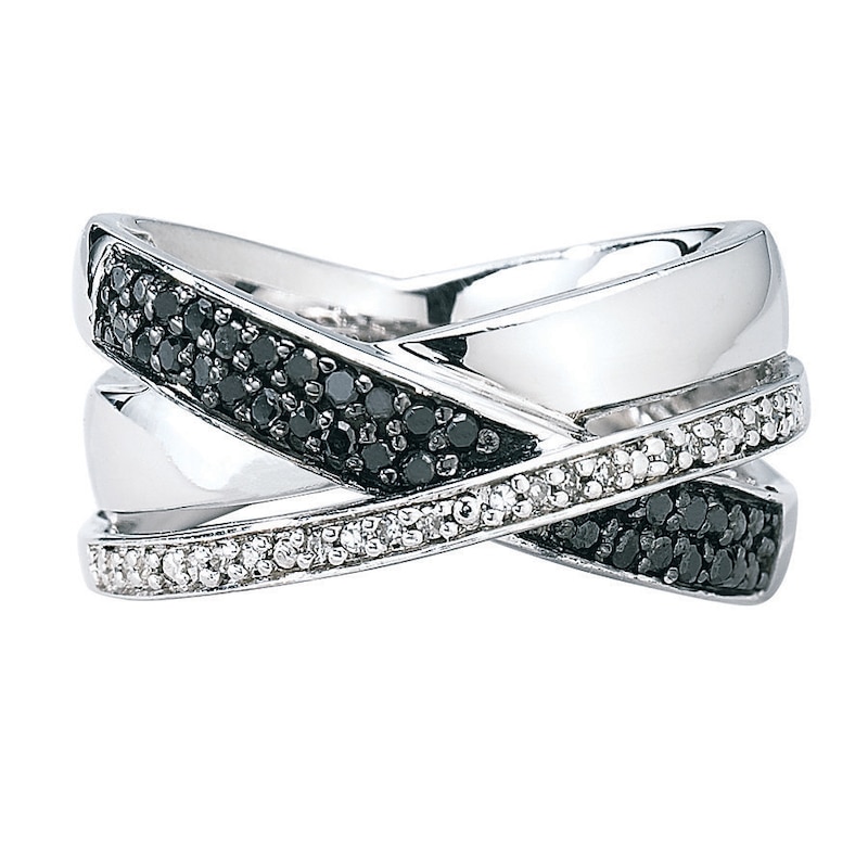 Main Image 1 of Previously Owned Black & White Diamond Ring 1/4 ct tw Sterling Silver