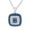 Thumbnail Image 1 of Previously Owned Blue & White Diamonds 1/2 ct tw Necklace 10K White Gold