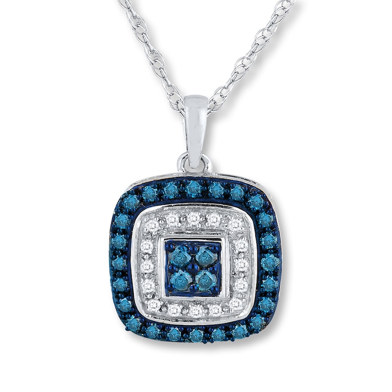 Main Image 1 of Previously Owned Blue & White Diamonds 1/2 ct tw Necklace 10K White Gold