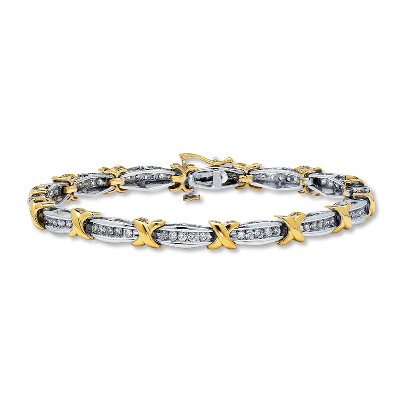 Main Image 1 of Previously Owned Diamond Bracelet 1 ct tw 10K Two-Tone Gold 7"