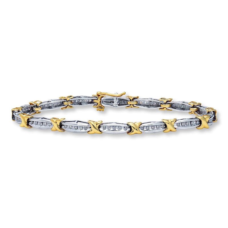 Main Image 1 of Previously Owned Diamond Bracelet 1/2 cttw 10K Two-Tone Gold 7.25"