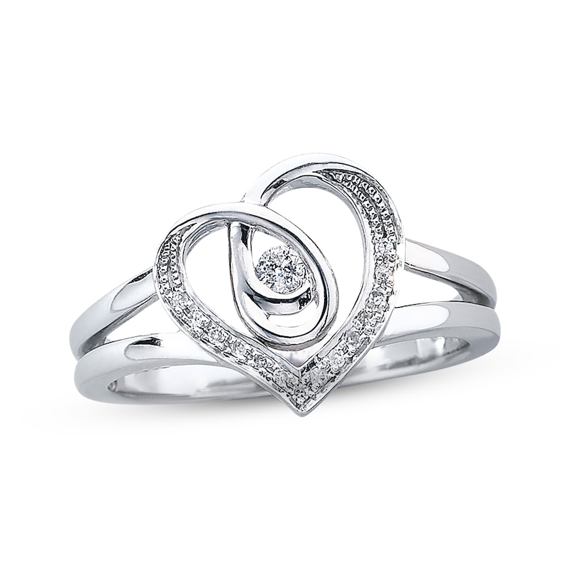 Main Image 1 of Previously Owned Heart Ring 1/10 ct tw Diamonds Round-cut Sterling Silver