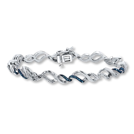 Previously Owned Blue/White Diamond Bracelet 1/8 ct tw Sterling Silver