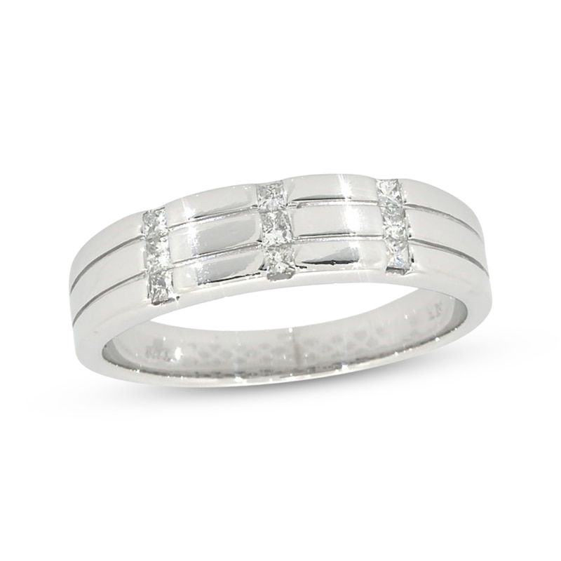 Main Image 1 of Previously Owned Diamond Wedding Band 1/4 ct tw Square-cut 10K White Gold