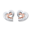Thumbnail Image 1 of Previously Owned Diamond Heart Earrings 1/8 ct tw Round-cut 10K Two-tone Gold