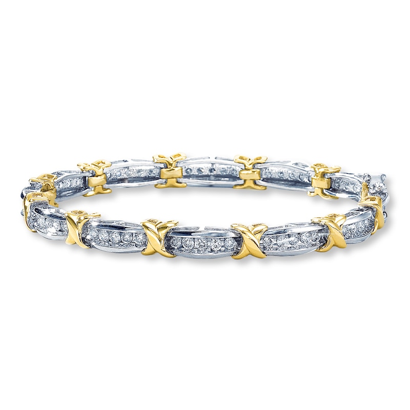 Main Image 1 of Previously Owned Bracelet 2 ct tw Diamonds 10K Two-Tone Gold 7"